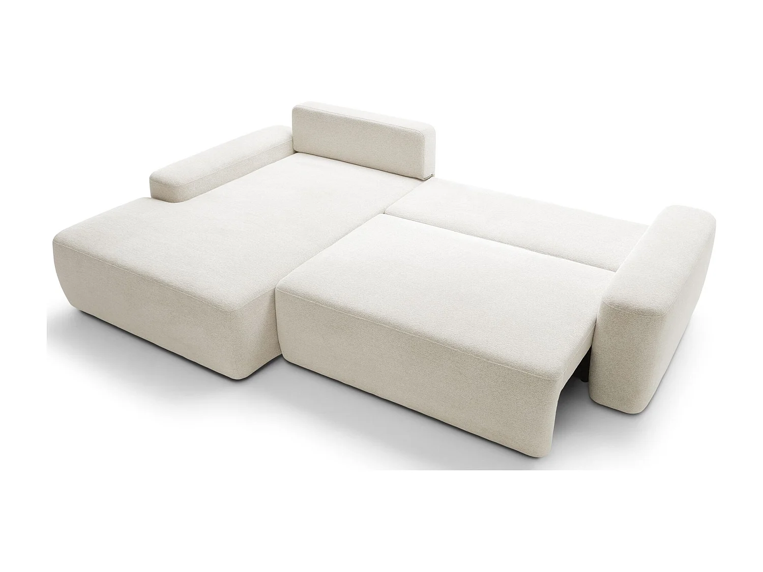 Canapé d'angle convertible - créme chenille - côté gauche - BALEO