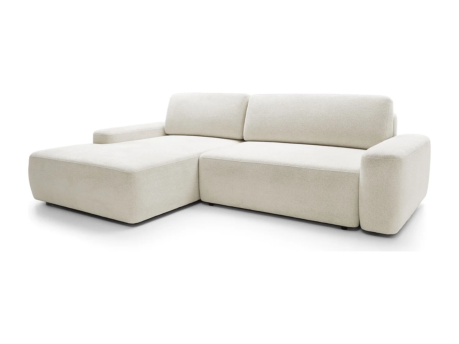 Canapé d'angle convertible - créme chenille - côté gauche - BALEO