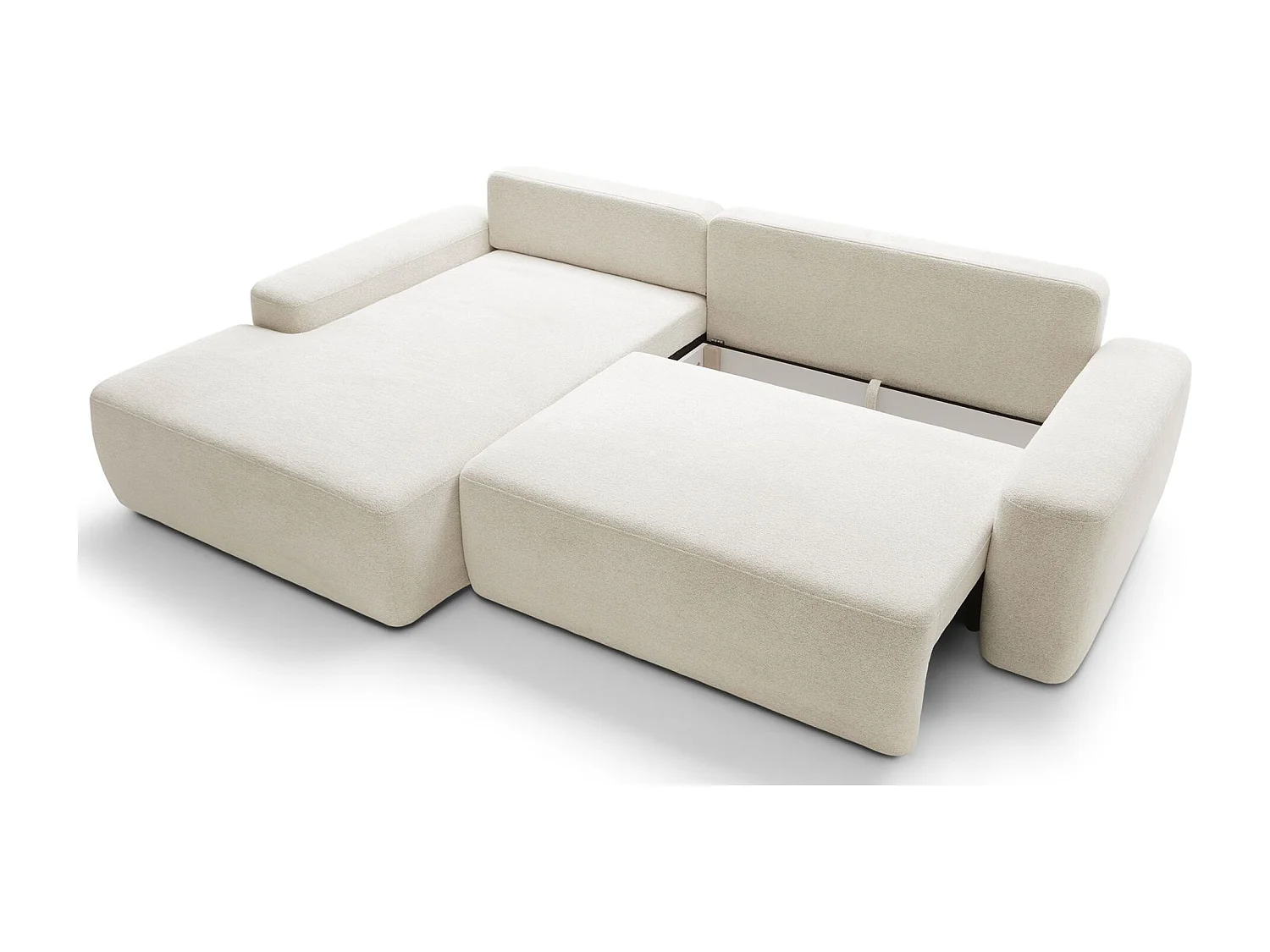 Canapé d'angle convertible - créme chenille - côté gauche - BALEO