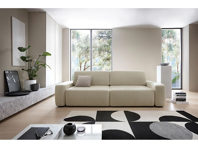 3-Sitzer Sofa mit Schlaffunktion - Chenille-Bezug - beige - BALEO