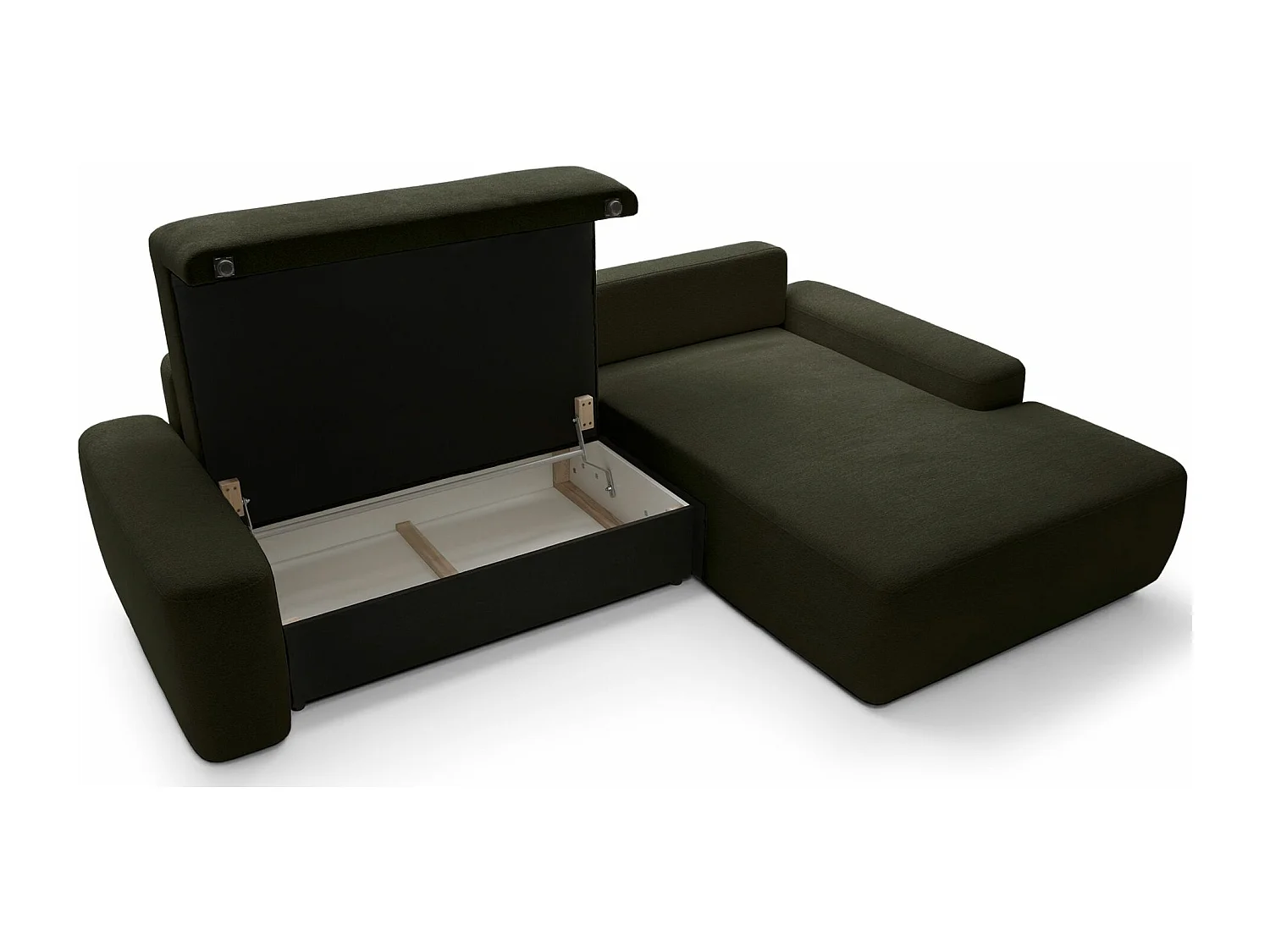 Canapé d'angle convertible - olive chenille - côté droit - BALEO