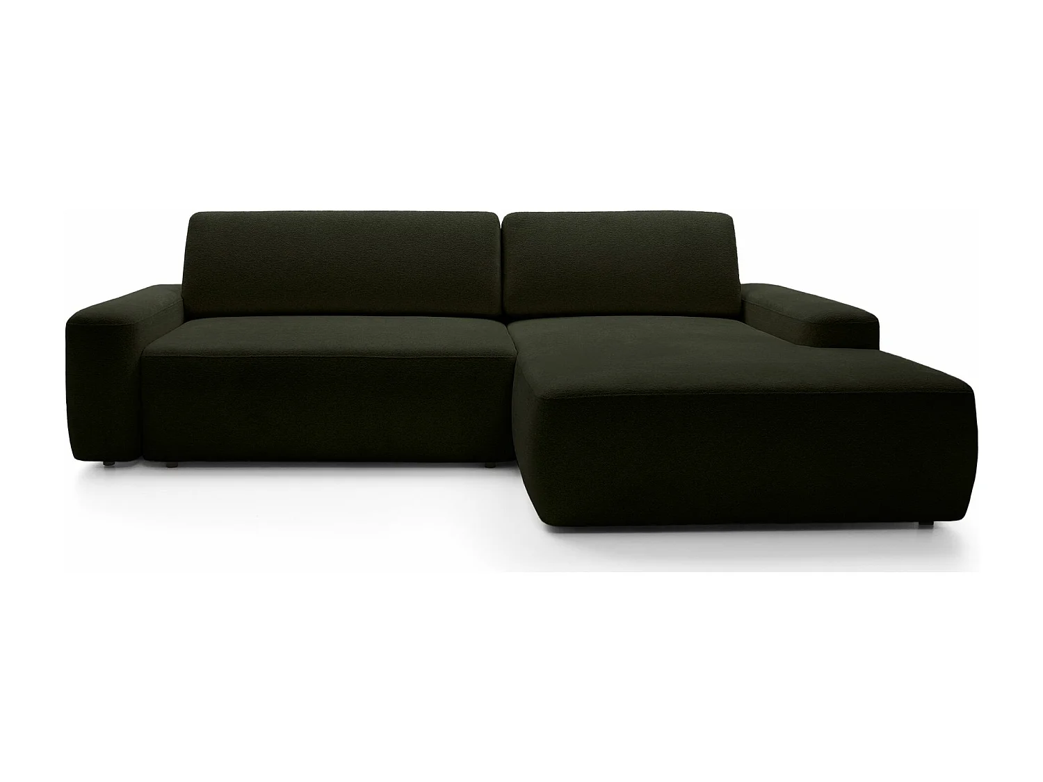 Canapé d'angle convertible - olive chenille - côté droit - BALEO