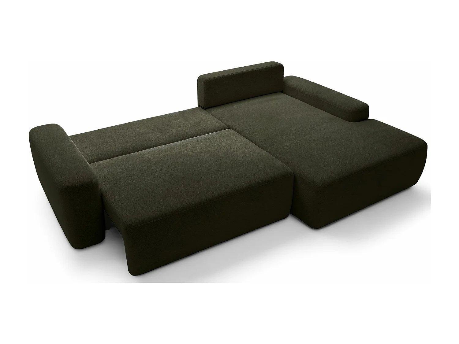 Canapé d'angle convertible - olive chenille - côté droit - BALEO