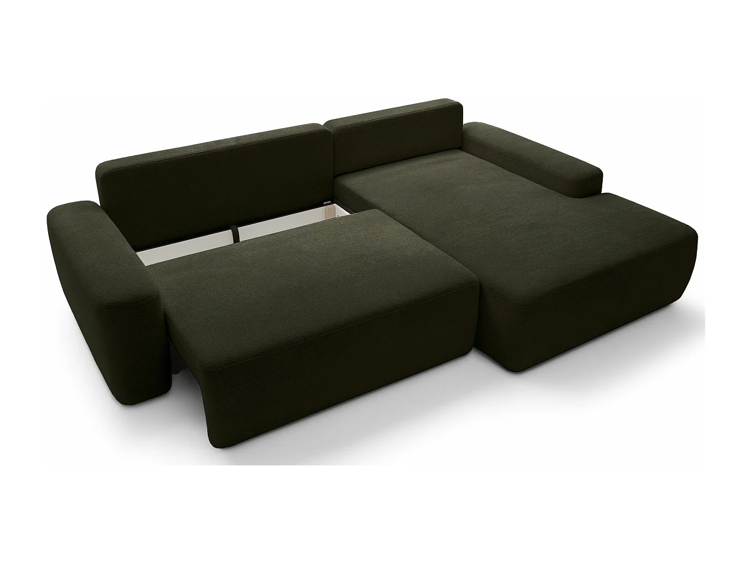 Canapé d'angle convertible - olive chenille - côté droit - BALEO