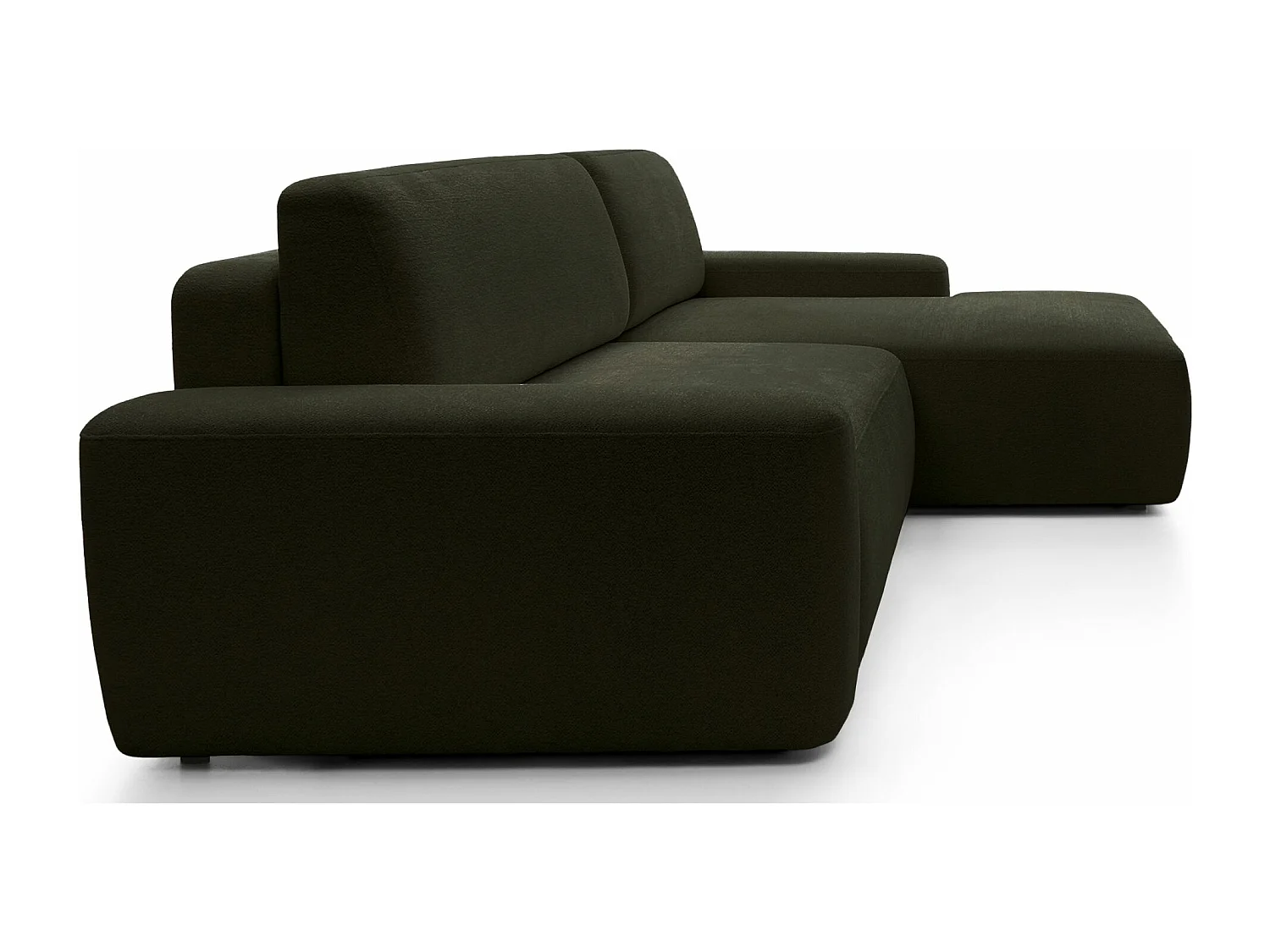 Canapé d'angle convertible - olive chenille - côté droit - BALEO