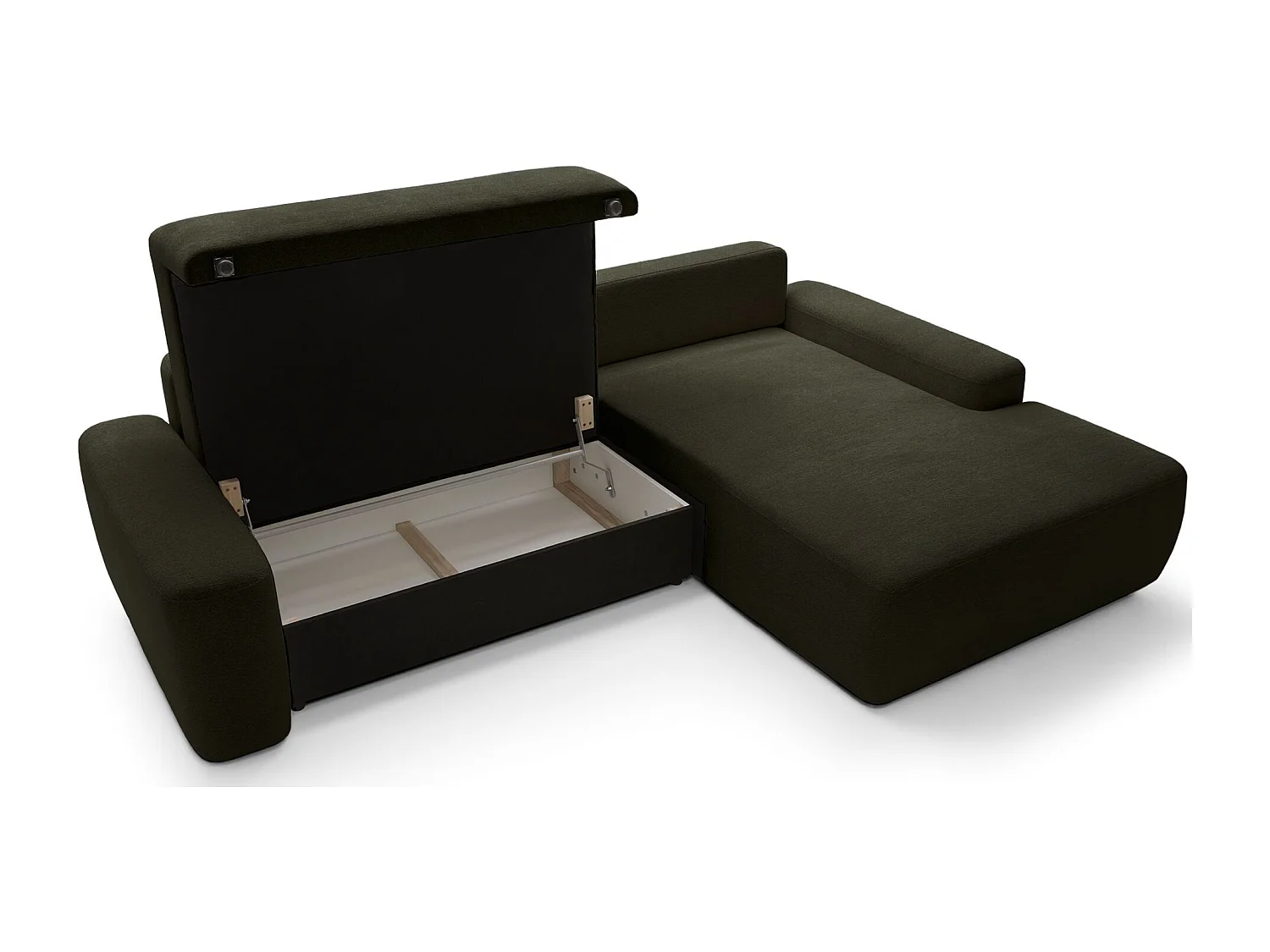 Canapé d'angle convertible - olive chenille - côté droit - BALEO