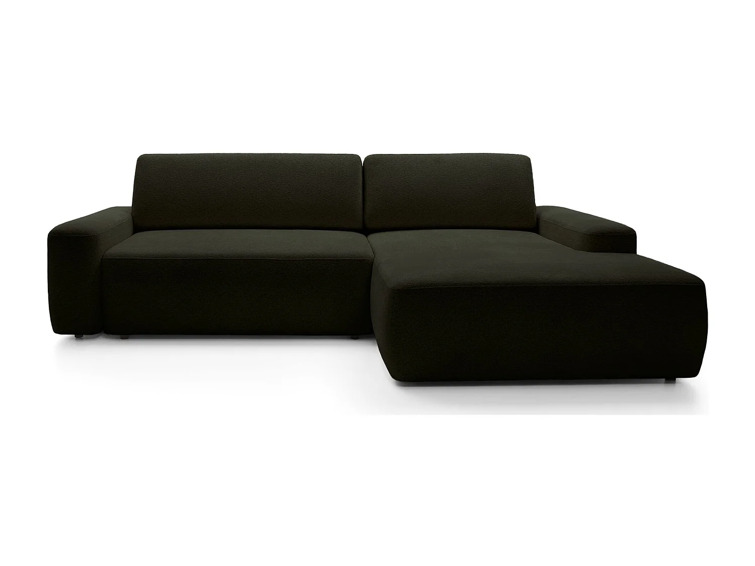 Canapé d'angle convertible - olive chenille - côté droit - BALEO
