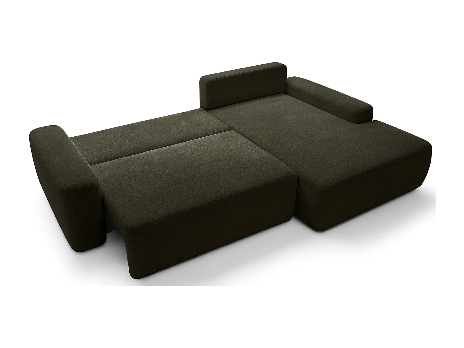 Canapé d'angle convertible - olive chenille - côté droit - BALEO