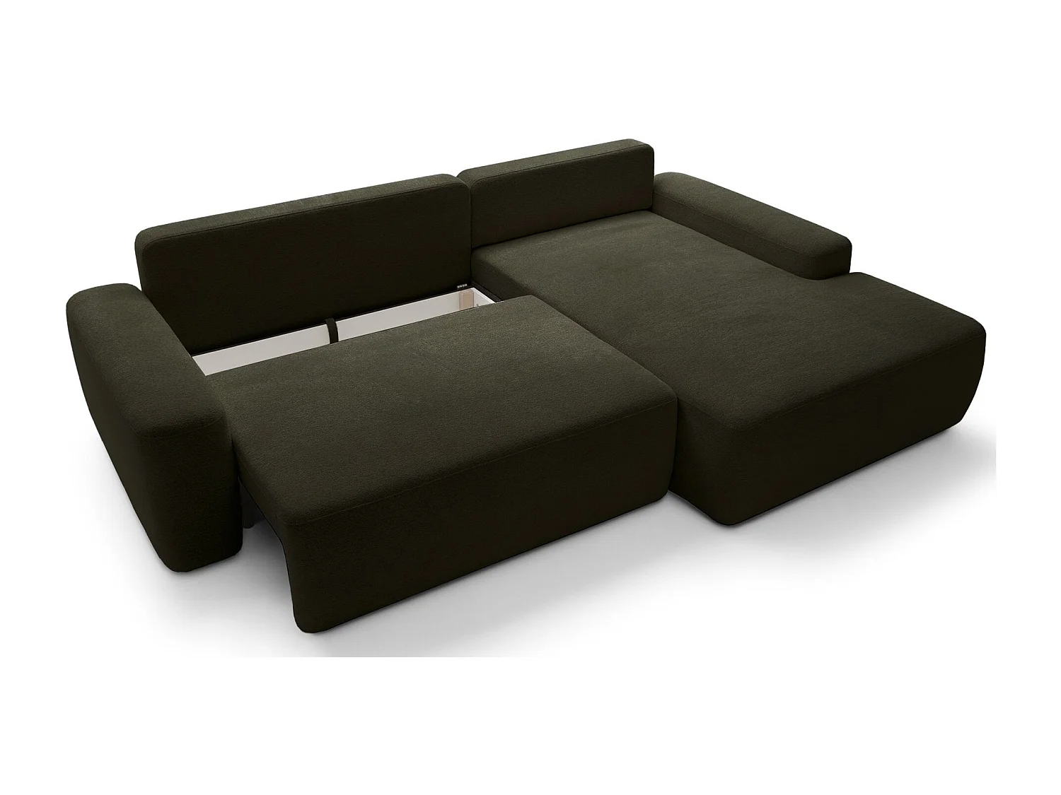 Canapé d'angle convertible - olive chenille - côté droit - BALEO