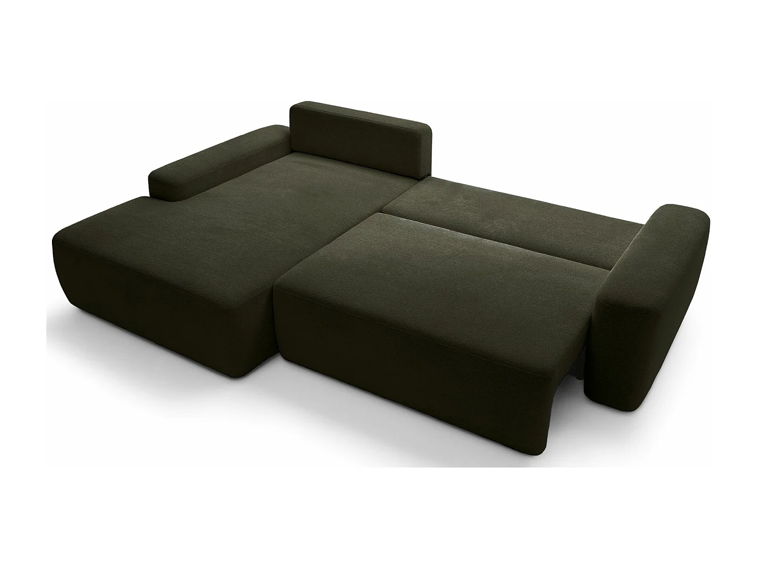 Canapé d'angle convertible - olive chenille - côté gauche - BALEO