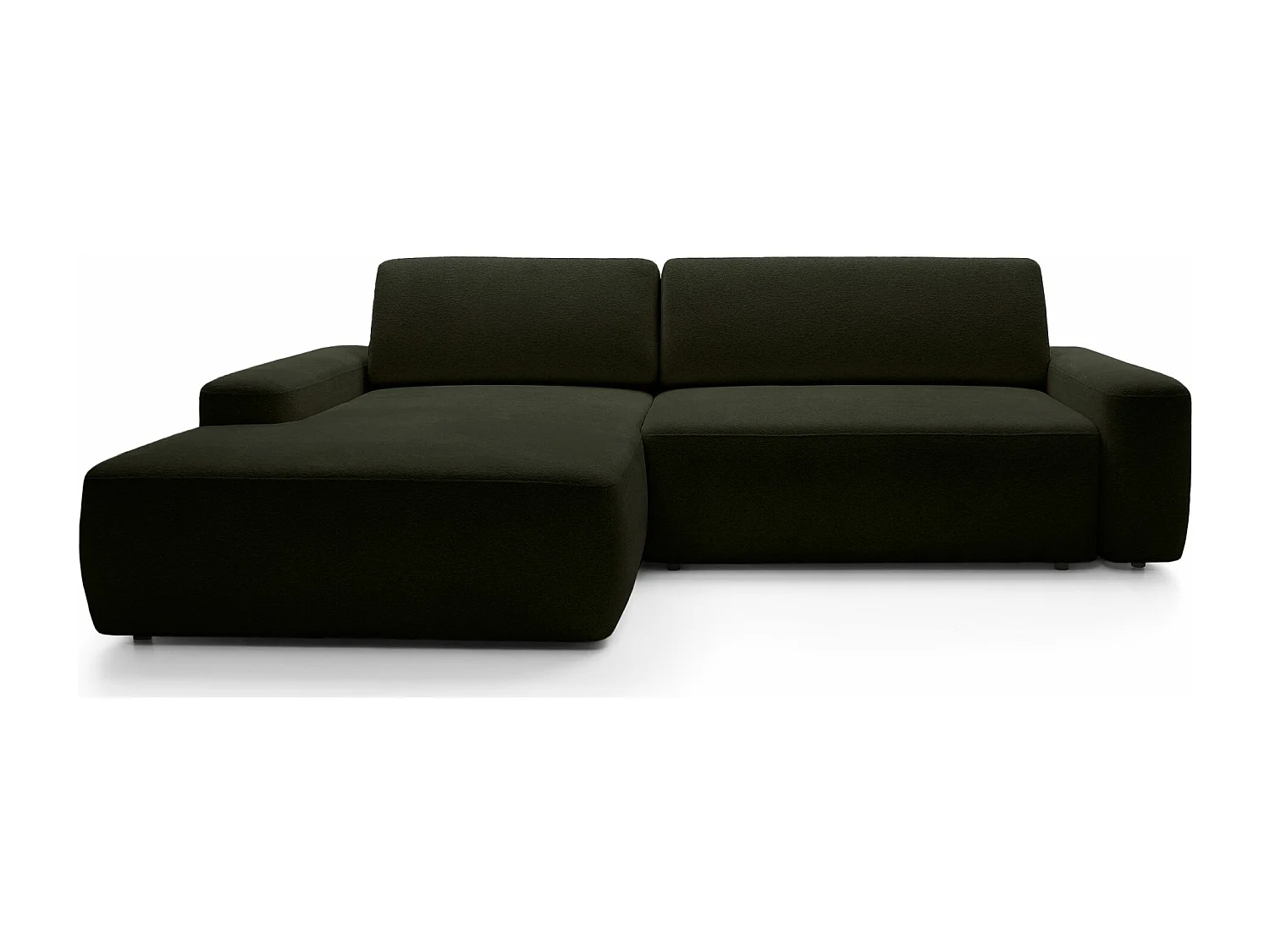 Canapé d'angle convertible - olive chenille - côté gauche - BALEO