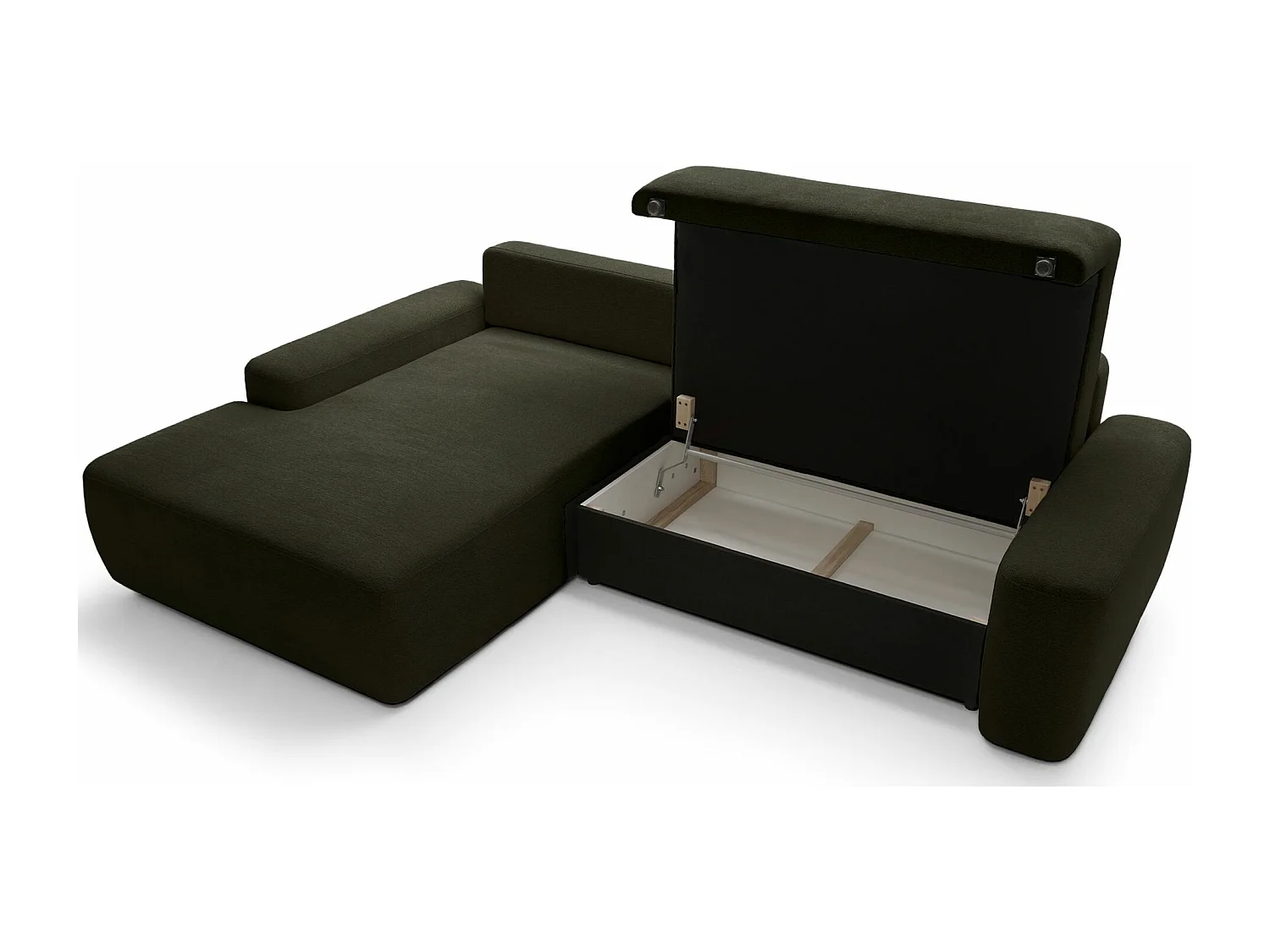 Canapé d'angle convertible - olive chenille - côté gauche - BALEO