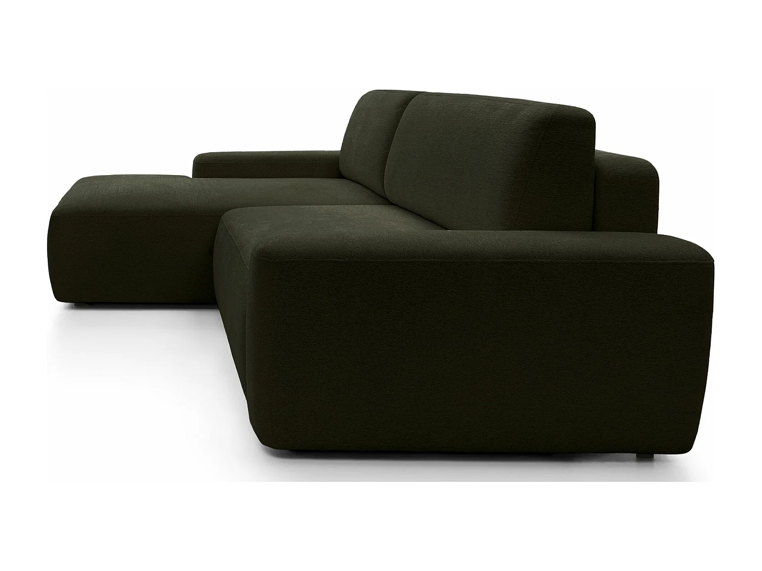 Canapé d'angle convertible - olive chenille - côté gauche - BALEO