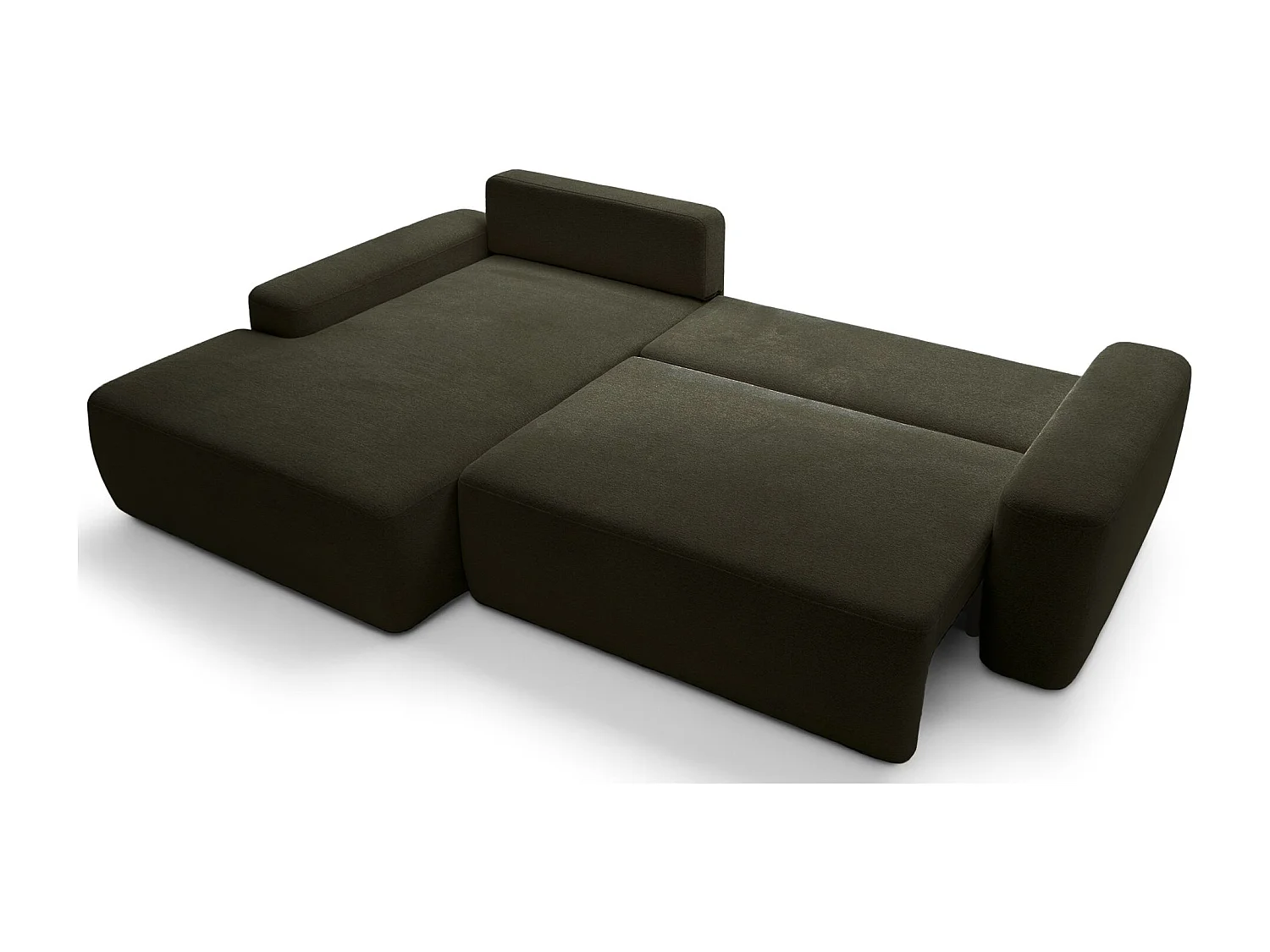Canapé d'angle convertible - olive chenille - côté gauche - BALEO