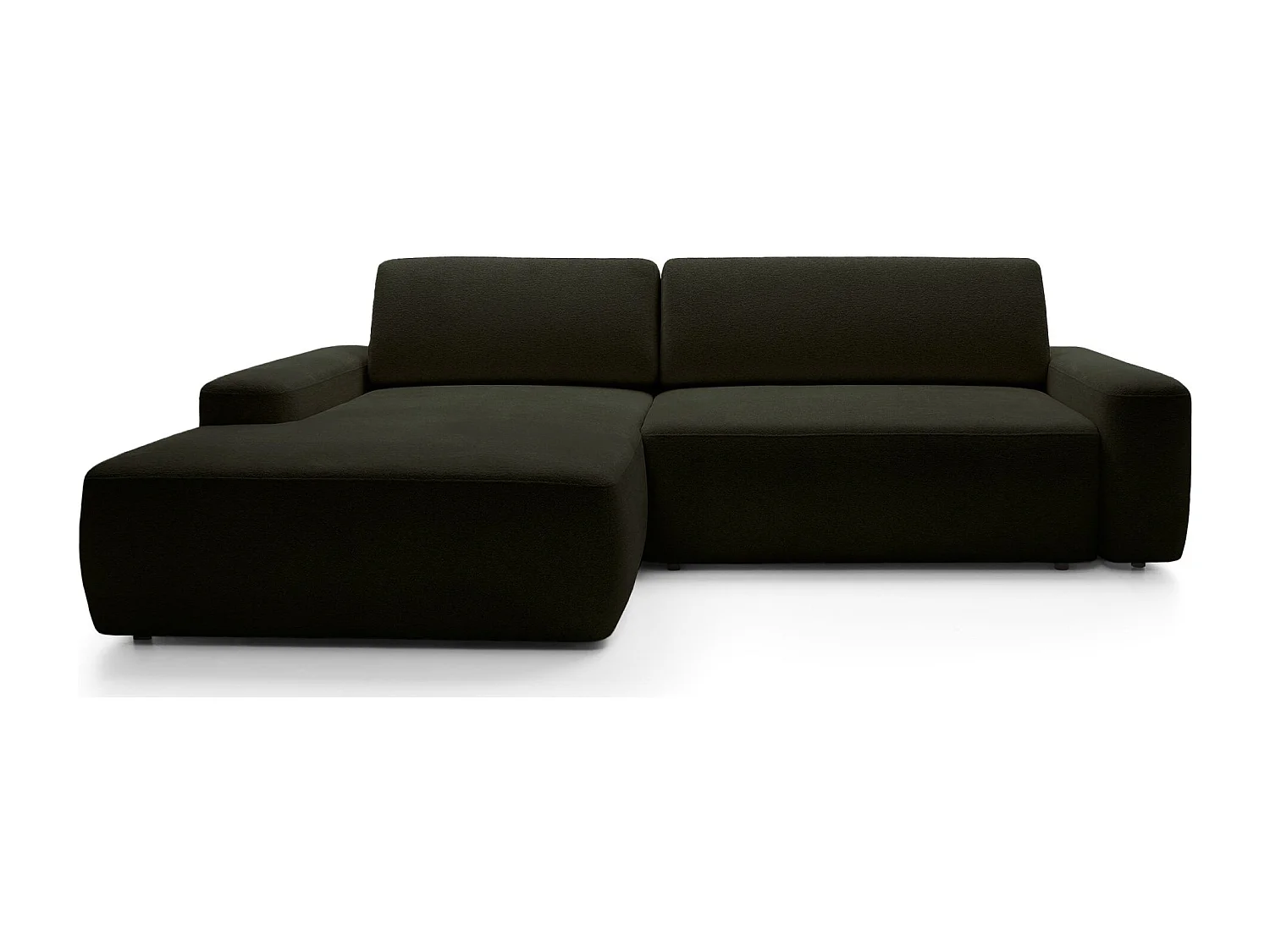 Canapé d'angle convertible - olive chenille - côté gauche - BALEO