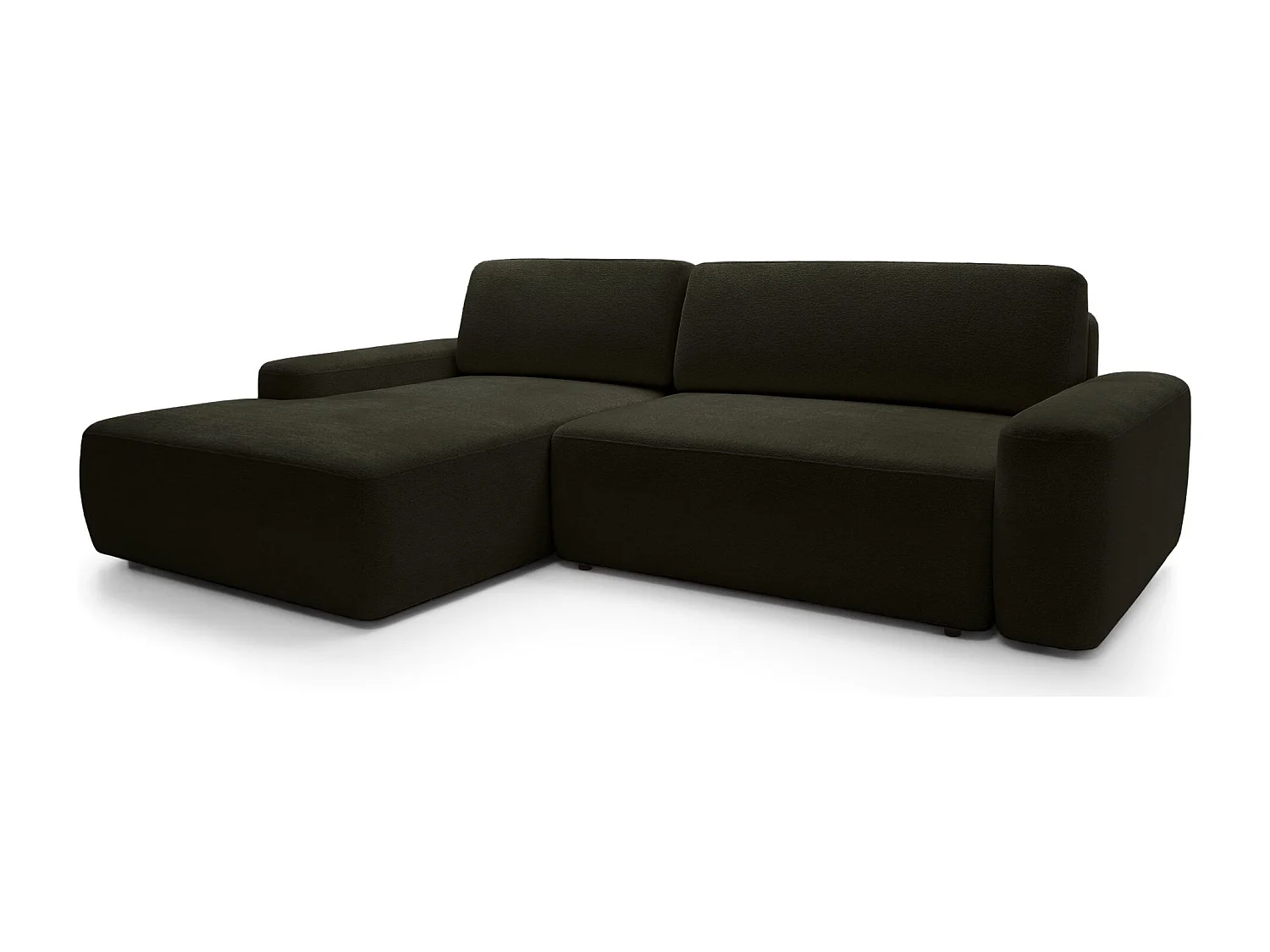 Canapé d'angle convertible - olive chenille - côté gauche - BALEO