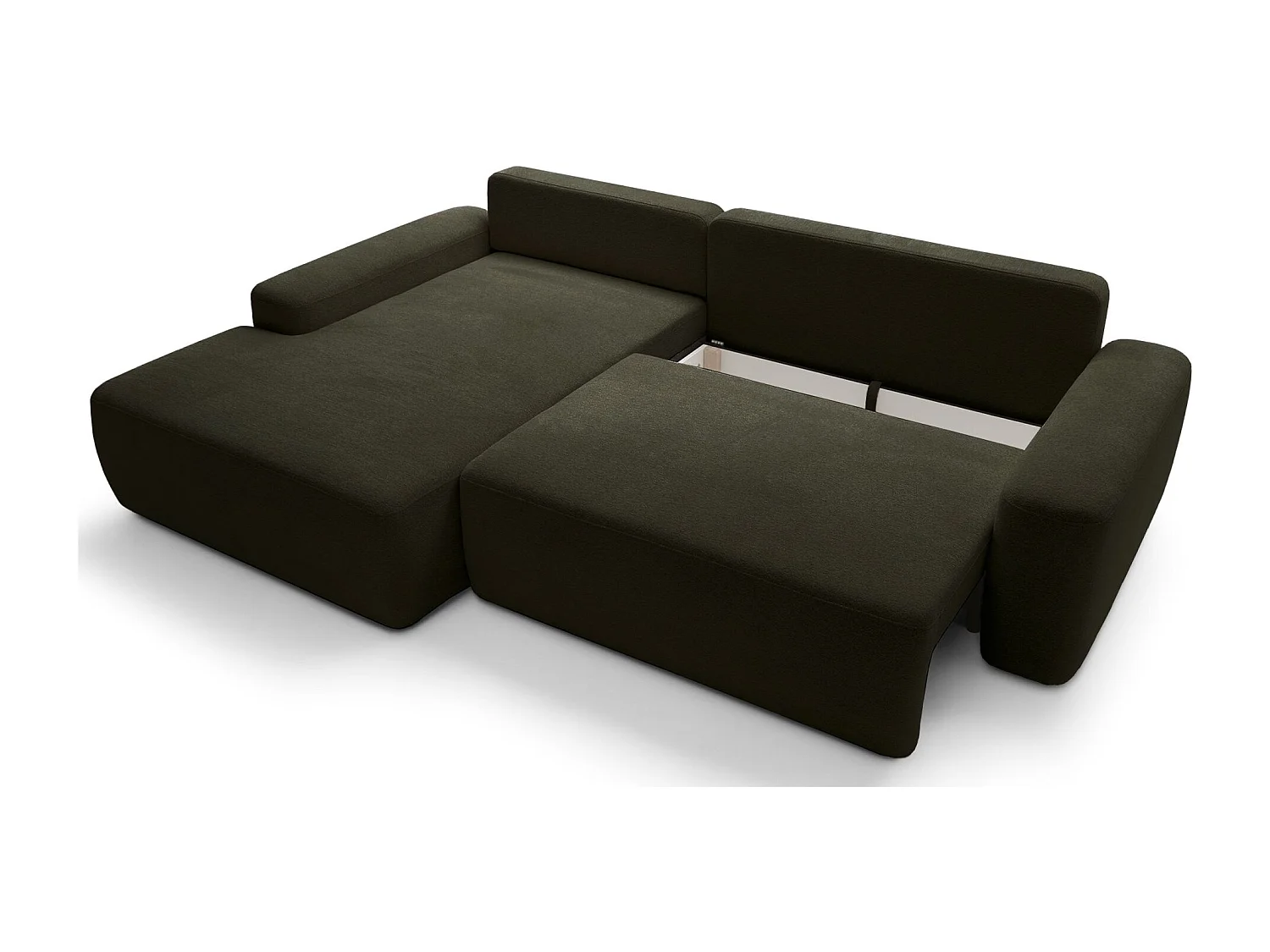 Canapé d'angle convertible - olive chenille - côté gauche - BALEO