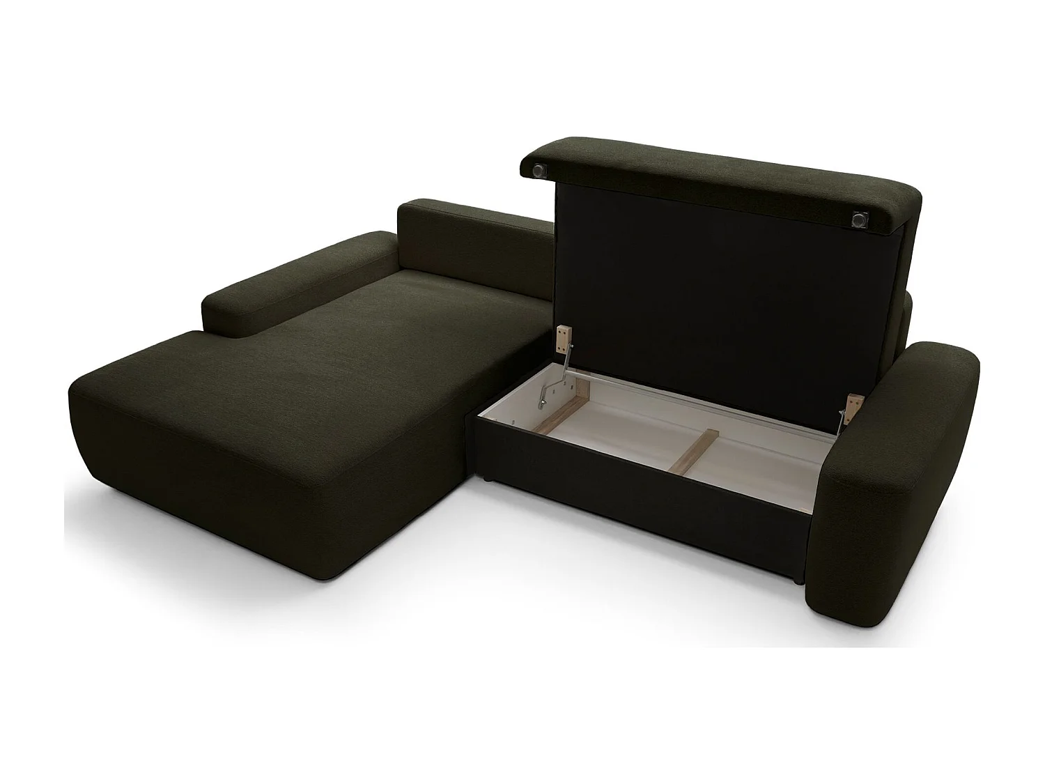 Canapé d'angle convertible - olive chenille - côté gauche - BALEO