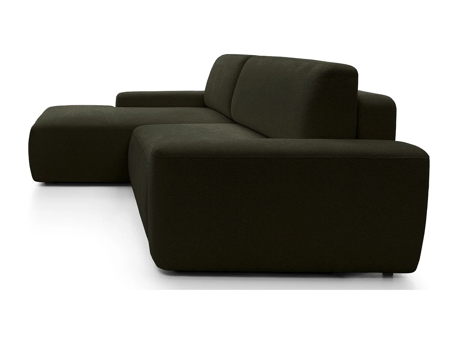 Canapé d'angle convertible - olive chenille - côté gauche - BALEO