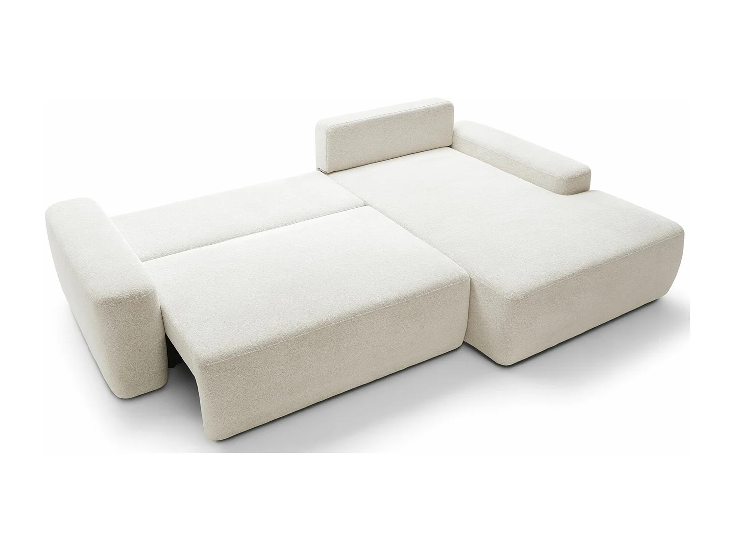 Canapé d'angle convertible - créme chenille - côté droit - BALEO