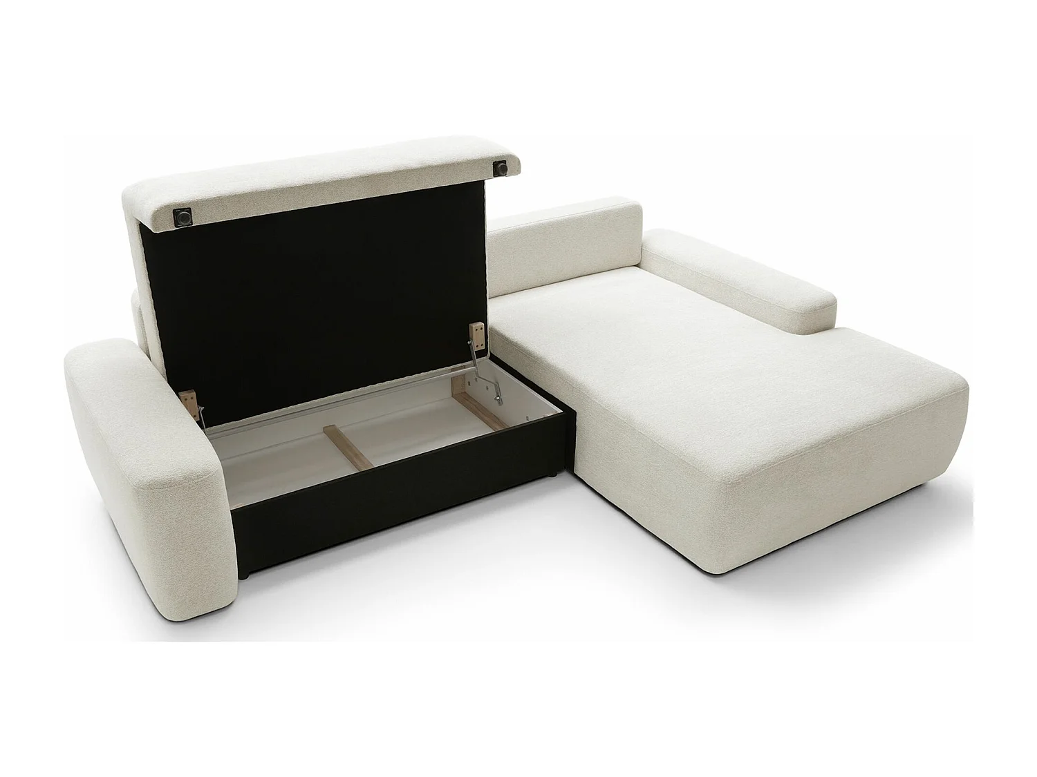 Canapé d'angle convertible - créme chenille - côté droit - BALEO