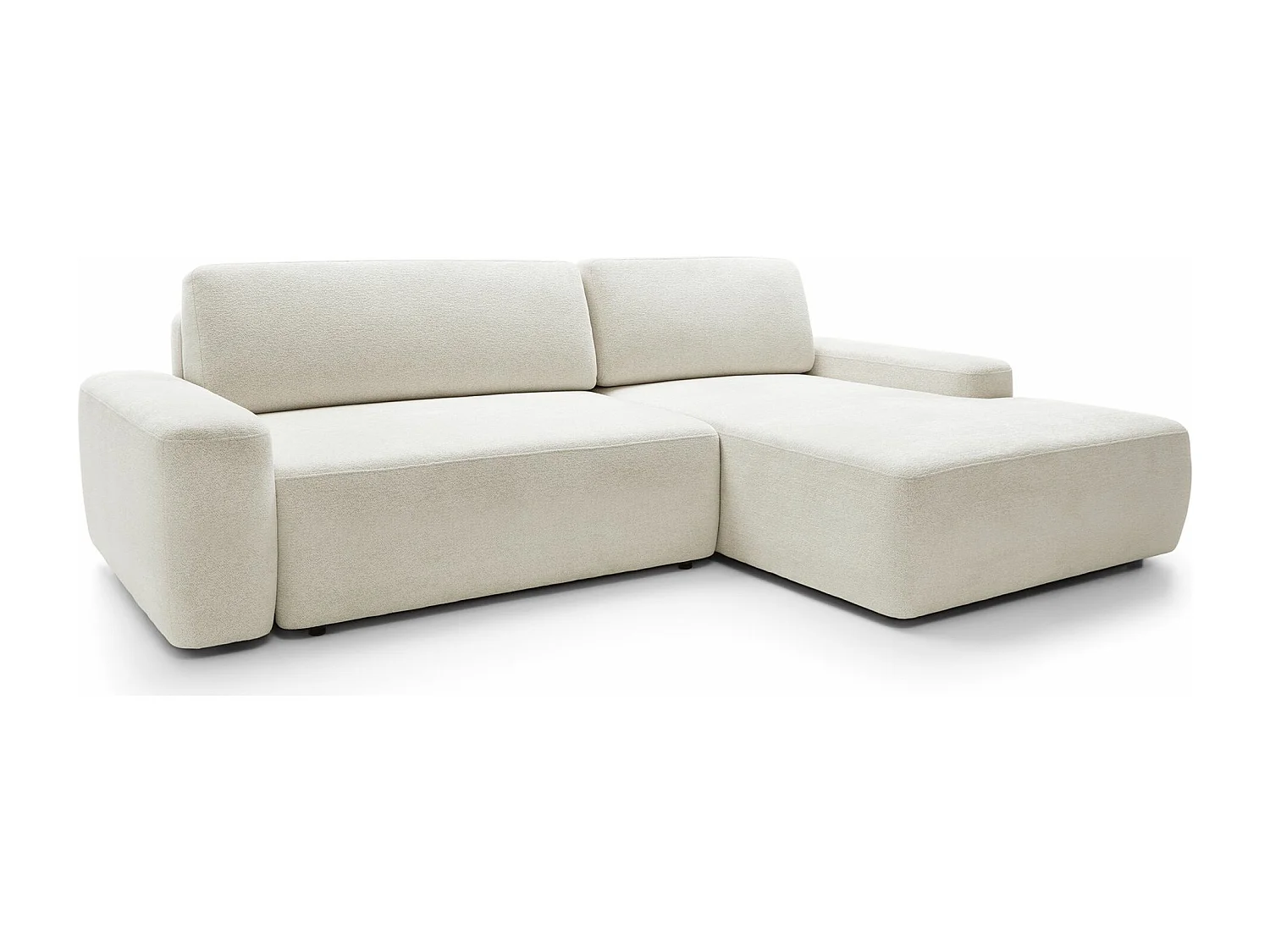 Canapé d'angle convertible - créme chenille - côté droit - BALEO