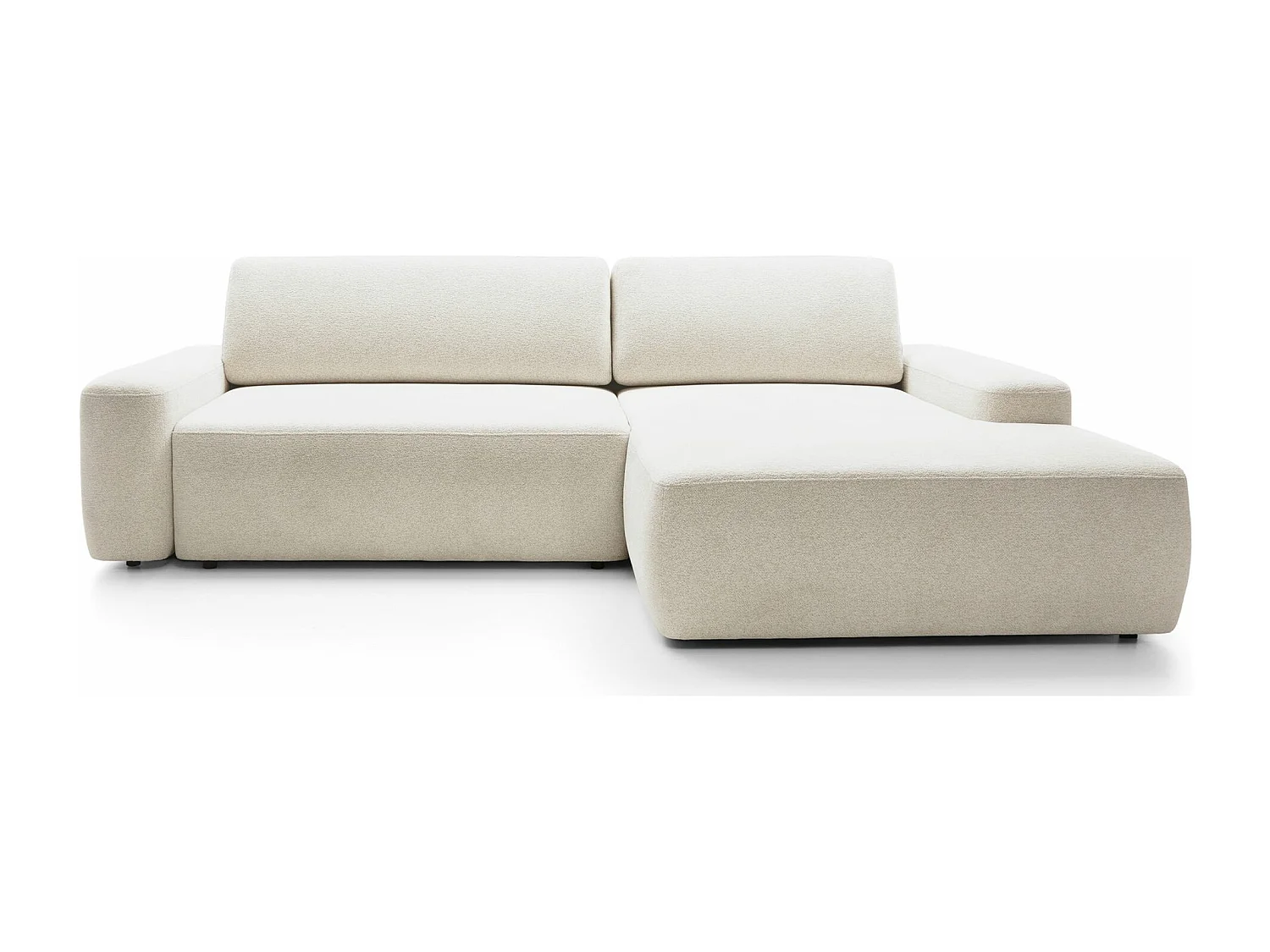 Canapé d'angle convertible - créme chenille - côté droit - BALEO