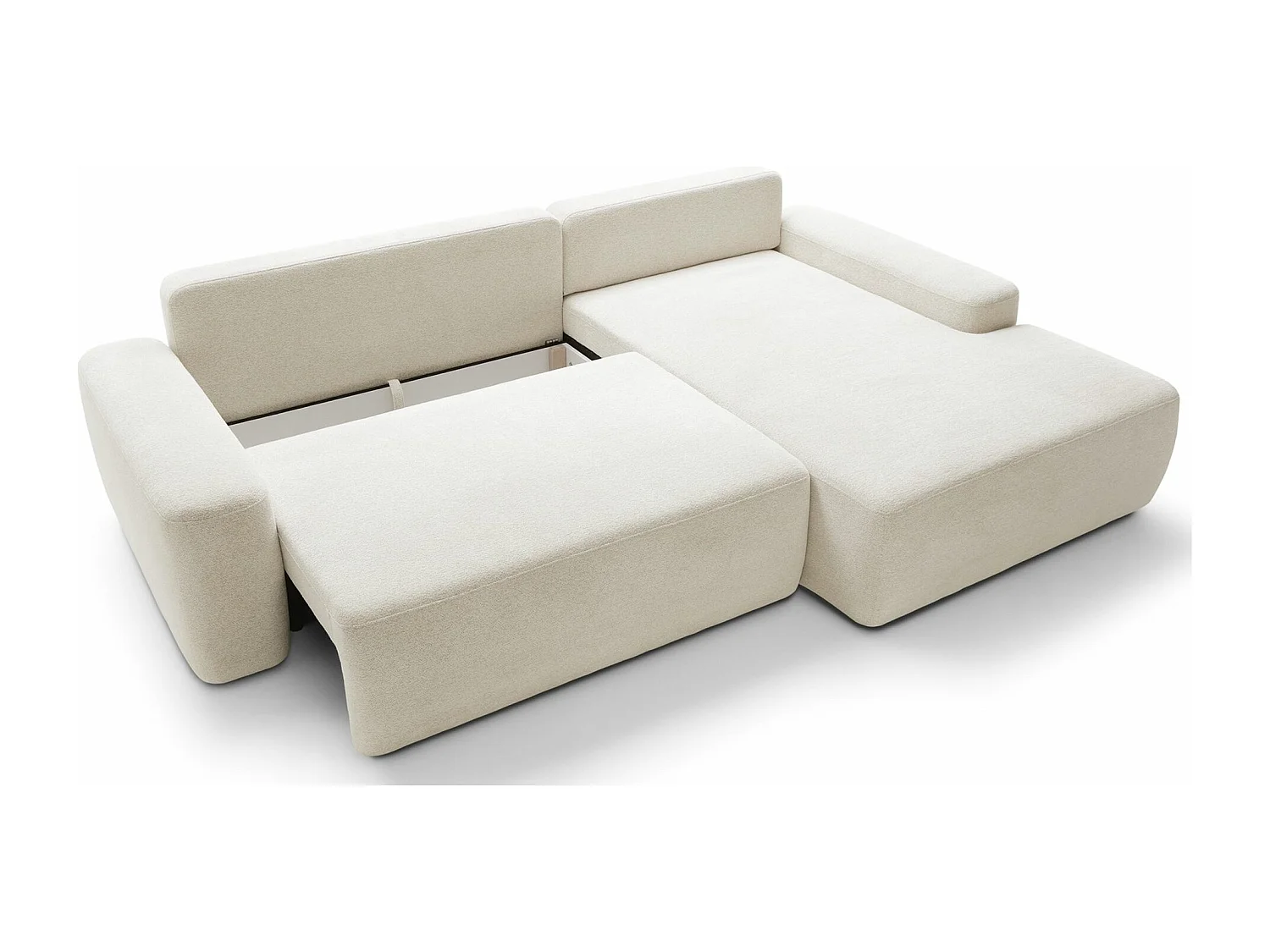 Canapé d'angle convertible - créme chenille - côté droit - BALEO