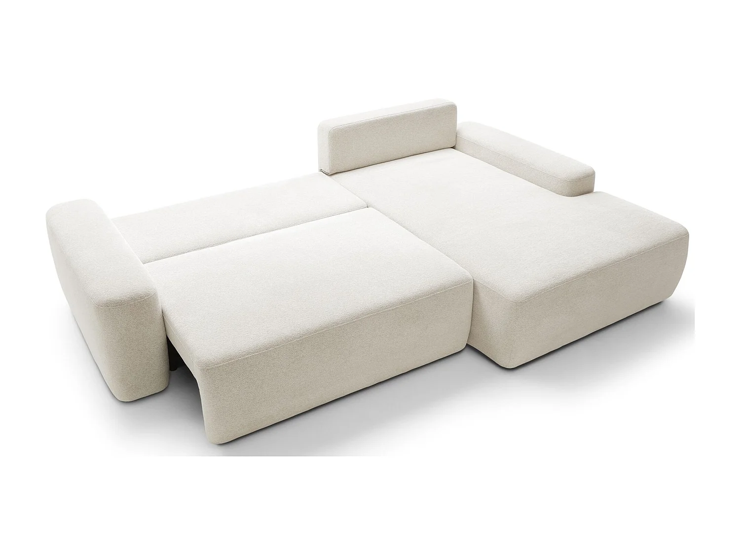 Canapé d'angle convertible - créme chenille - côté droit - BALEO