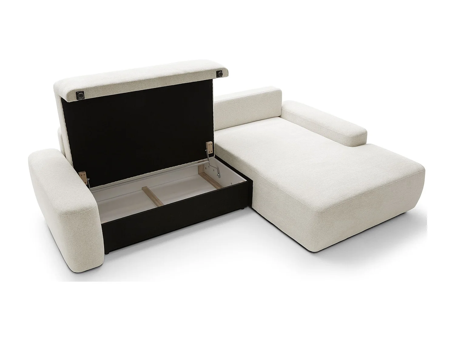 Canapé d'angle convertible - créme chenille - côté droit - BALEO