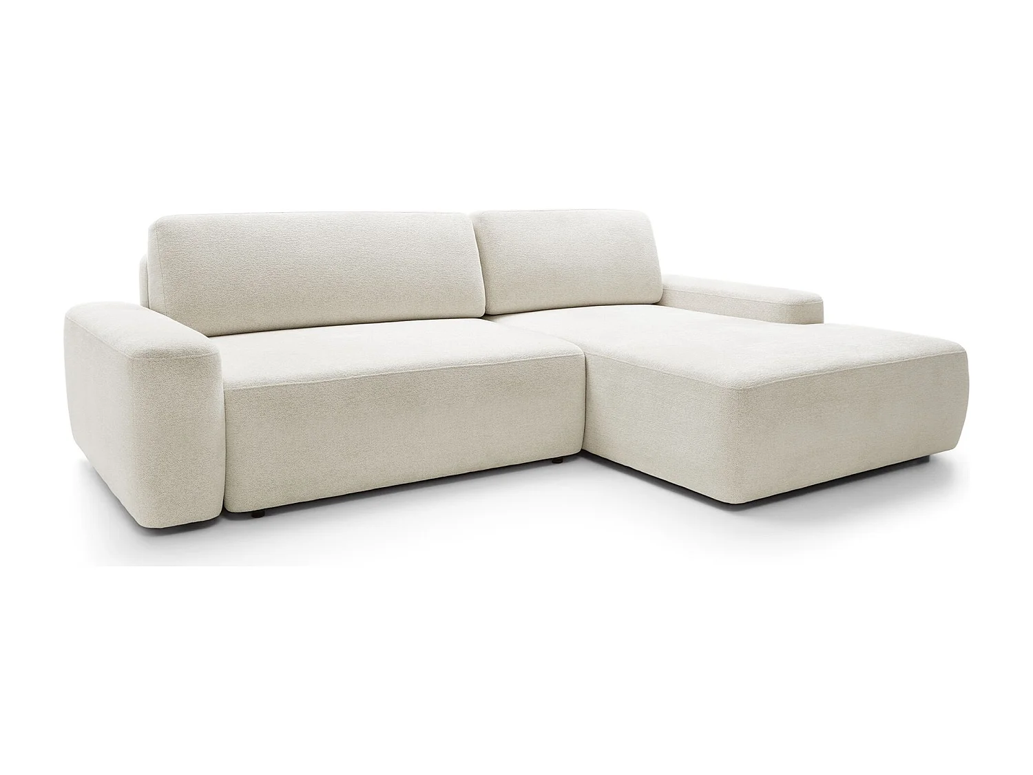 Canapé d'angle convertible - créme chenille - côté droit - BALEO