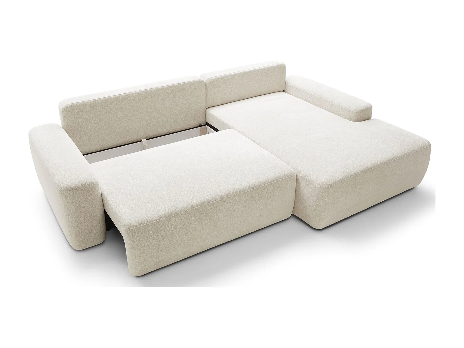 Canapé d'angle convertible - créme chenille - côté droit - BALEO