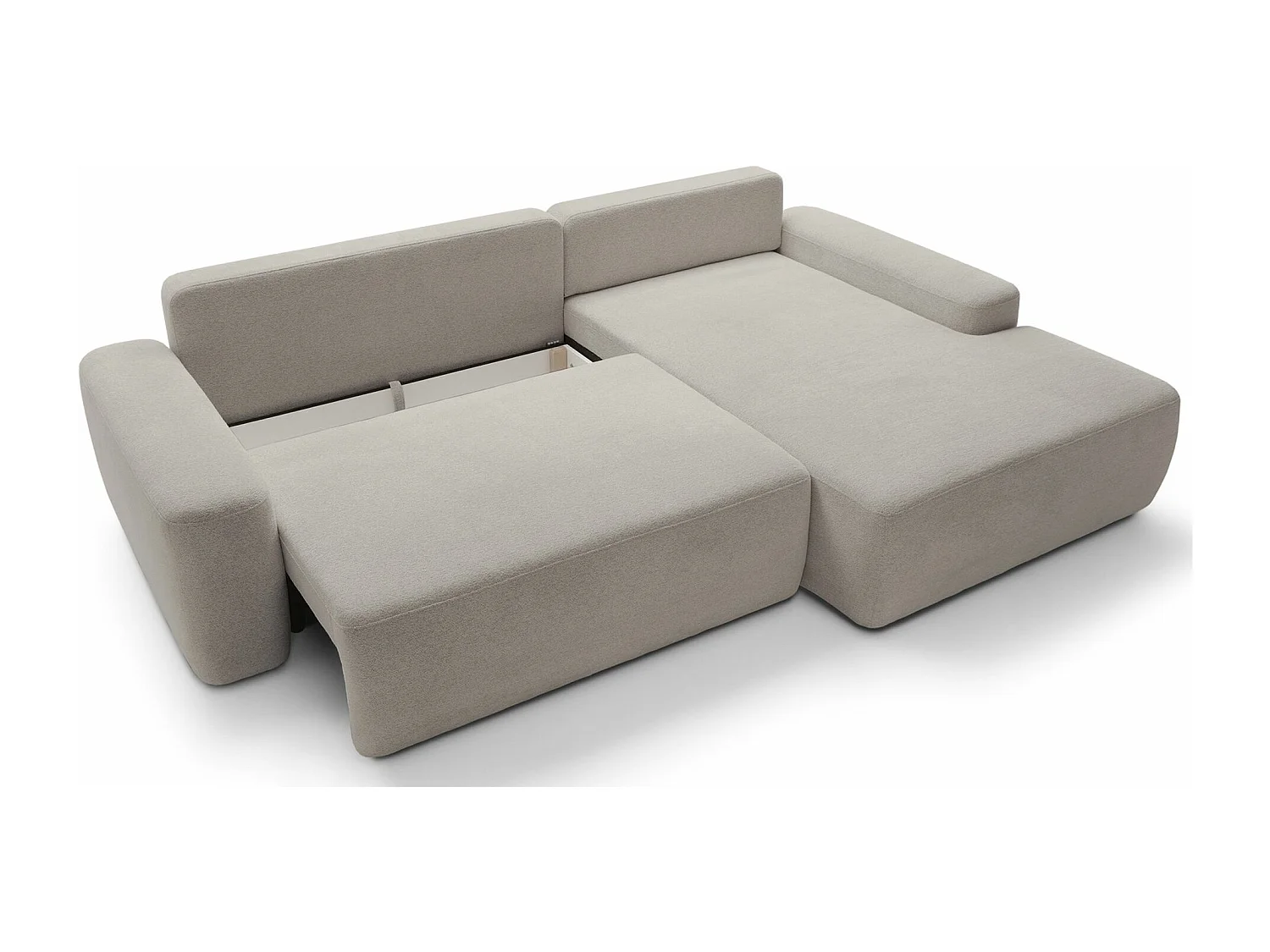 Ecksofa mit Schlaffunktion - Chenille-Bezug - greige - rechtsseitig - BALEO