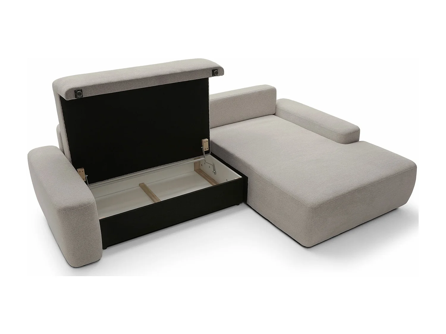 Ecksofa mit Schlaffunktion - Chenille-Bezug - greige - rechtsseitig - BALEO