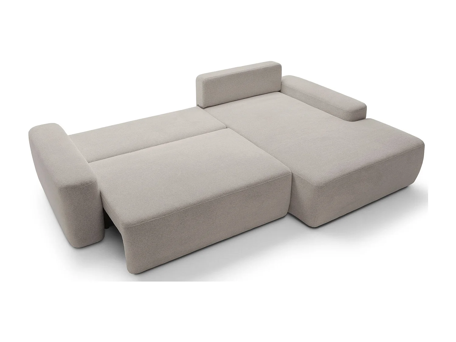 Canapé d'angle convertible - gris-beige chenille - côté droit - BALEO
