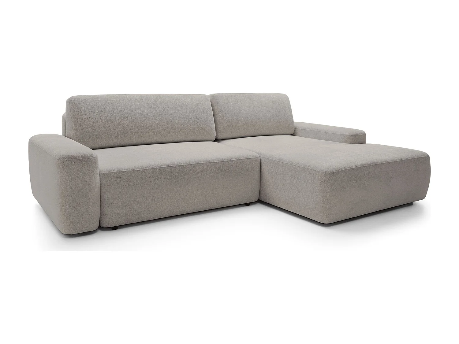 Canapé d'angle convertible - gris-beige chenille - côté droit - BALEO