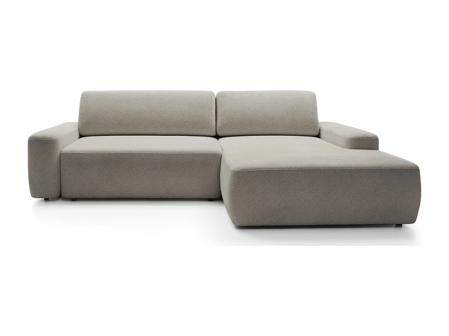 Canapé d'angle convertible - gris-beige chenille - côté droit - BALEO