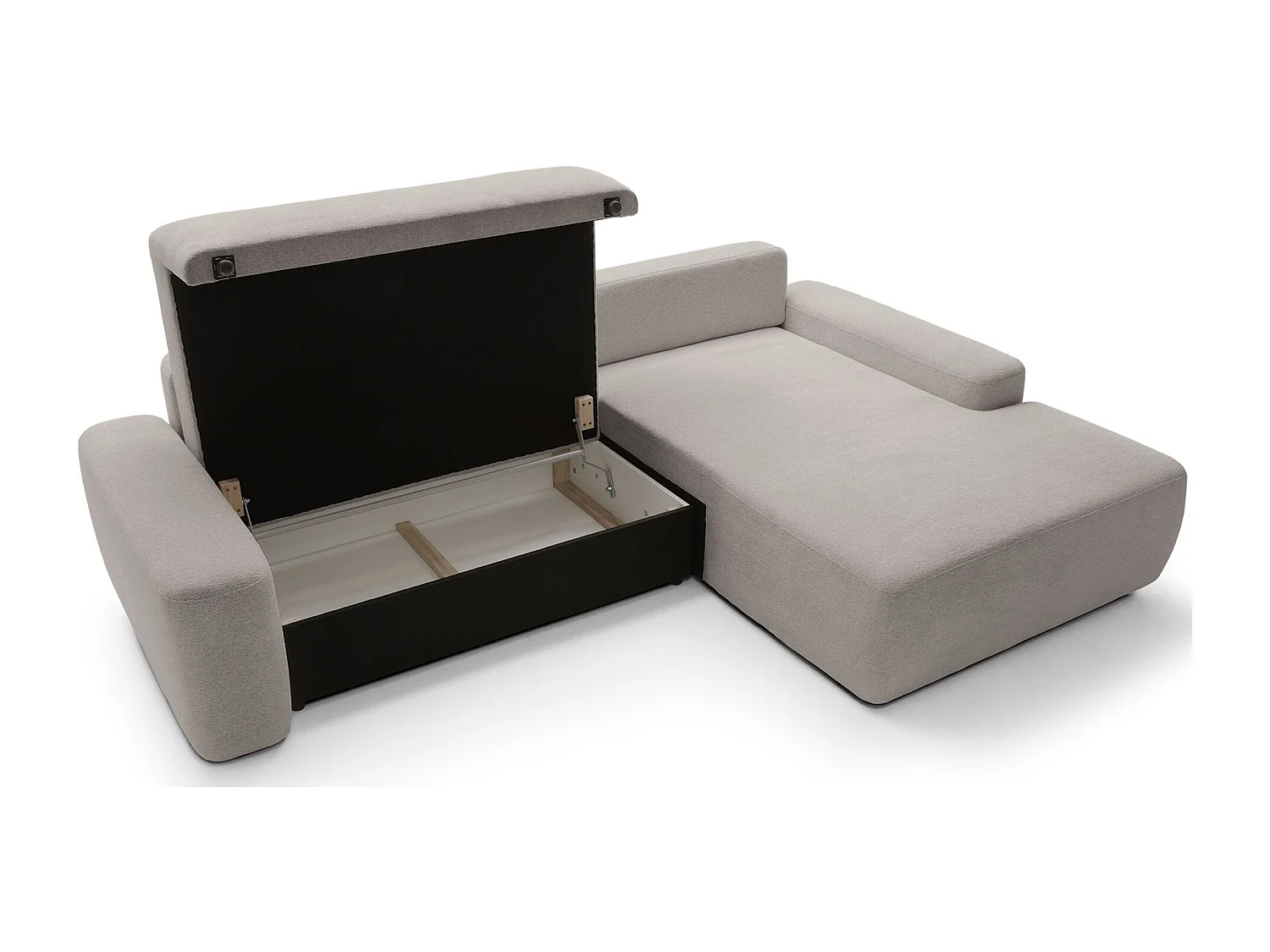 Canapé d'angle convertible - gris-beige chenille - côté droit - BALEO