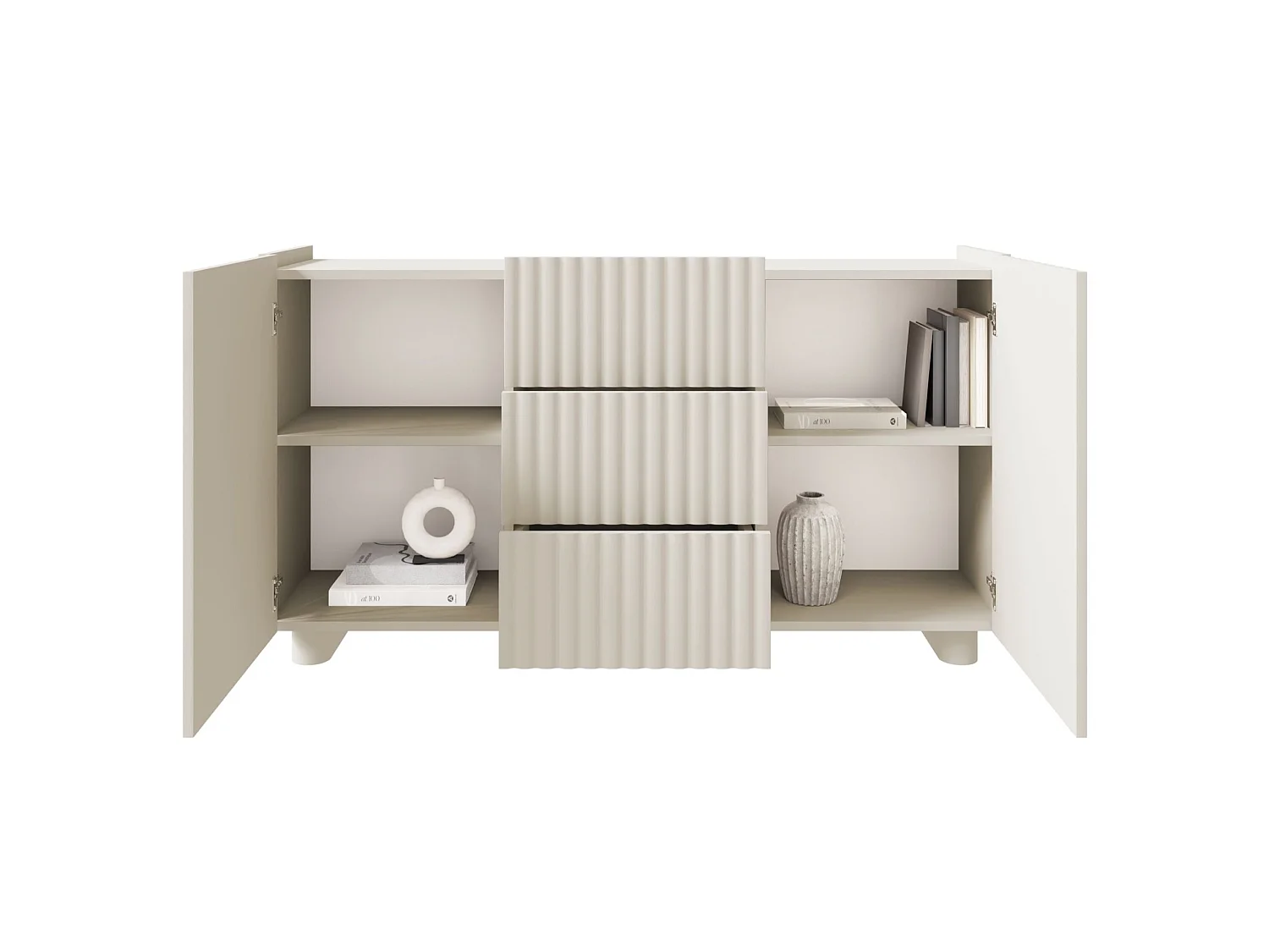 2-deurs dressoir met 3 laden - 144 cm - greige - FIORRA