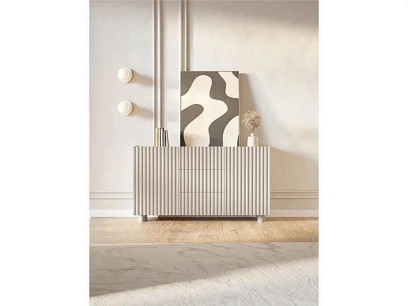 Buffet 2 portes avec 3 tiroirs - 144 cm - grège - FIORRA