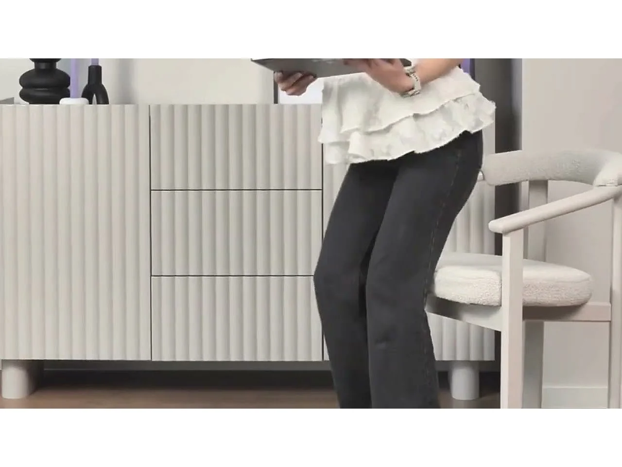 Buffet 3 portes - 144 cm - grège - FIORRA