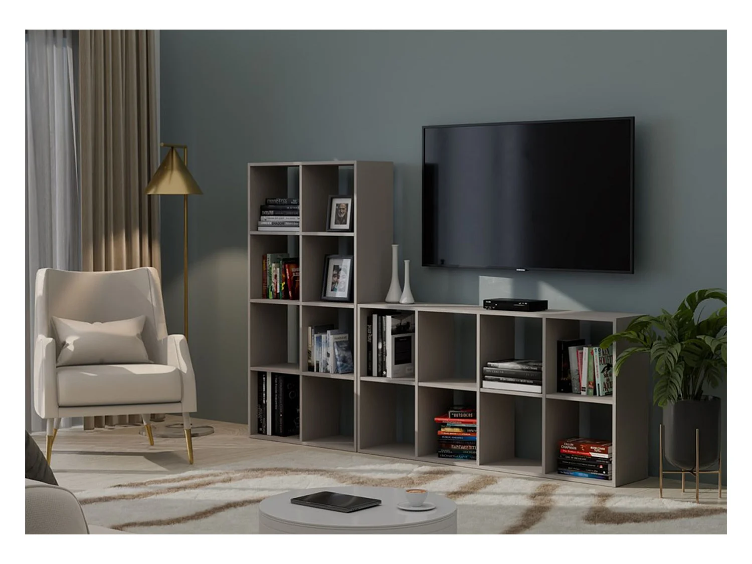 Étagère avec 8 étagères - 147 cm - gris - MALAX