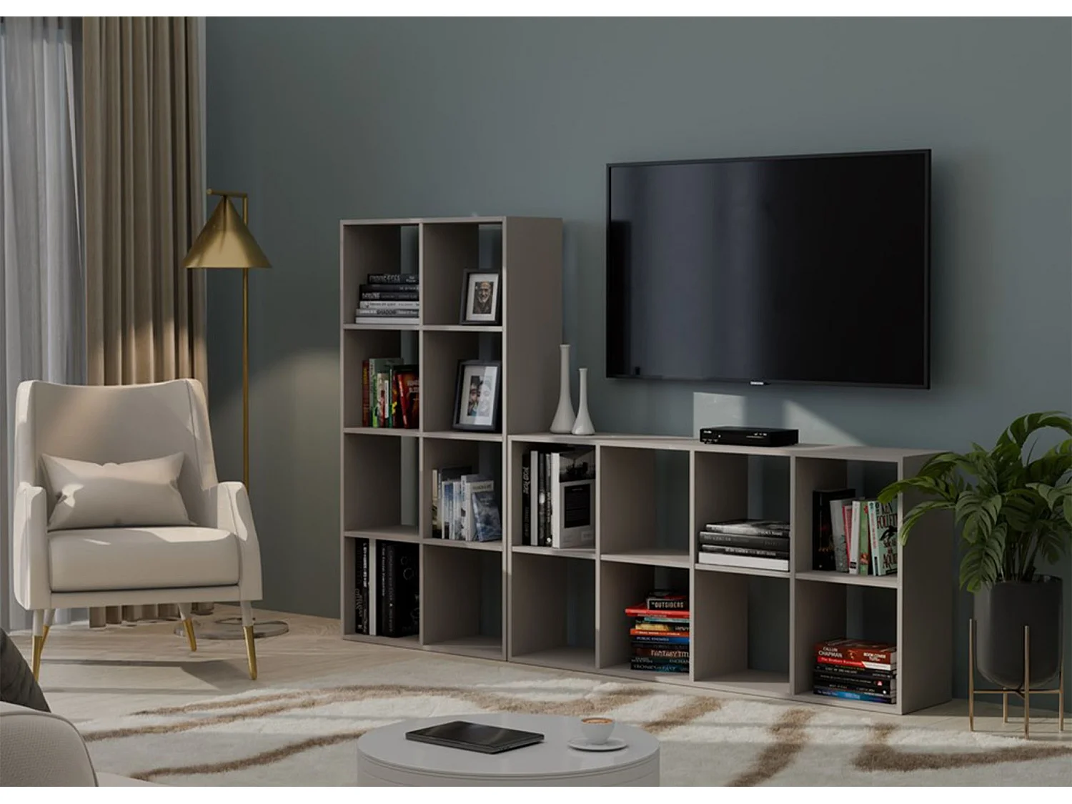 Étagère avec 8 étagères - 147 cm - gris - MALAX