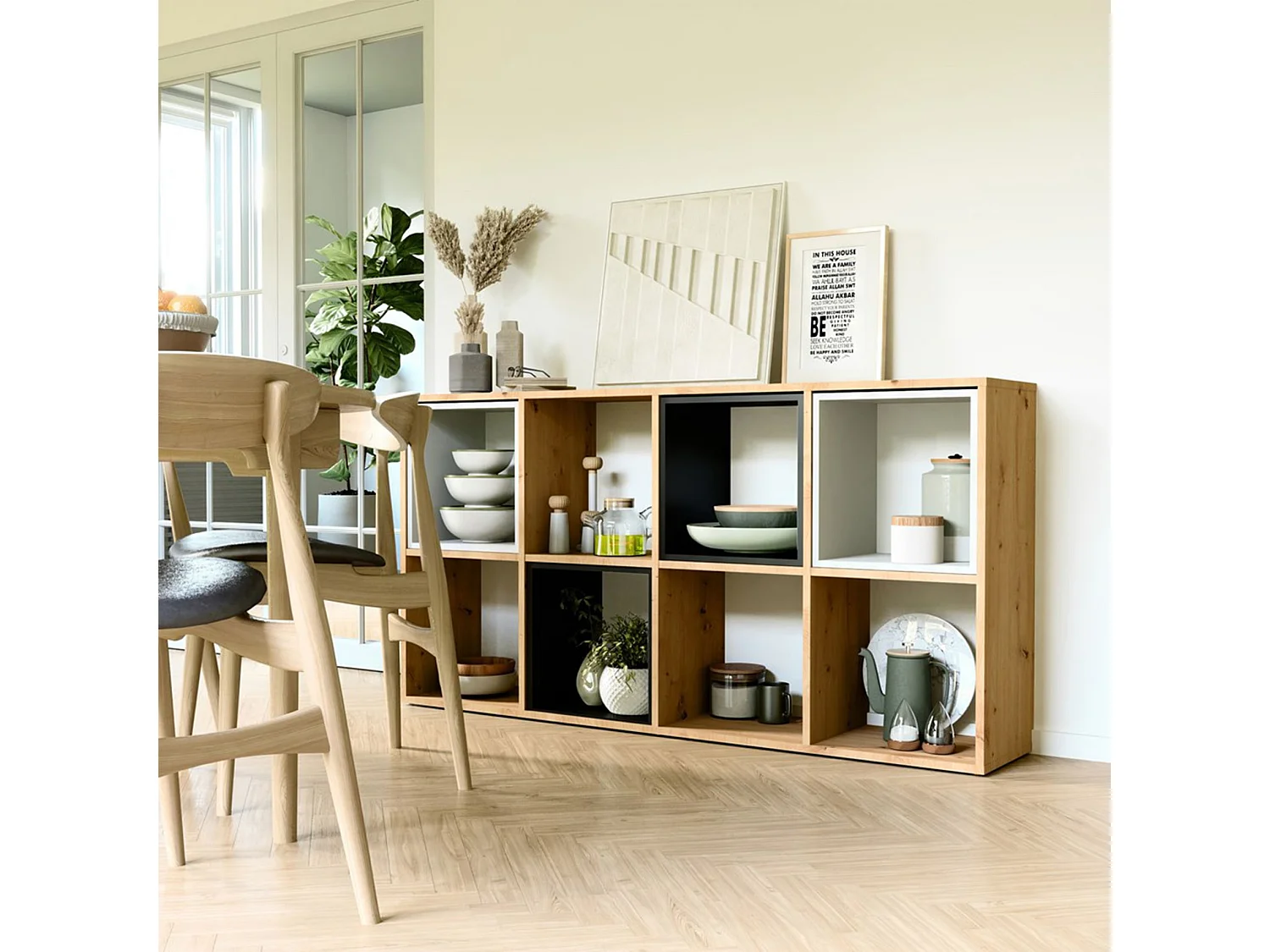 Plank met 8 planken - 147 cm - handgemaakt eikenhout - MALAX