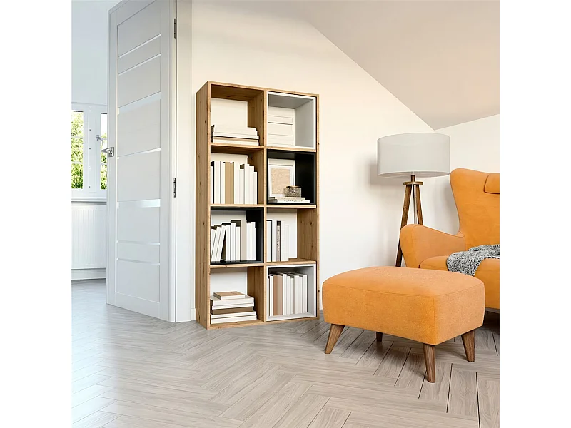 Libreria con 8 ripiani - 147 cm - Rovere artigianale - MALAX