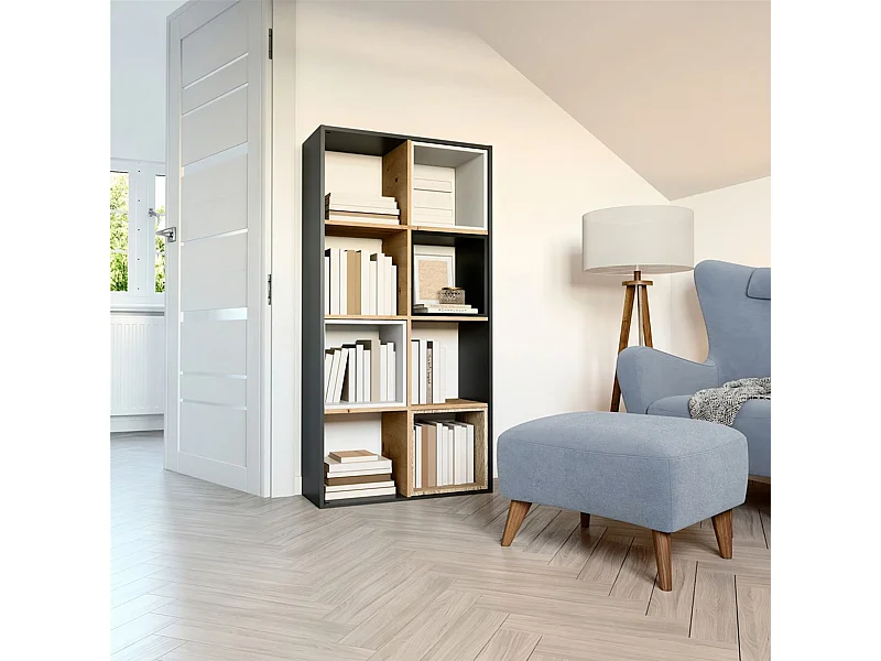 Plank met 8 planken - 147 cm - Artisan eiken/antraciet - MALAX