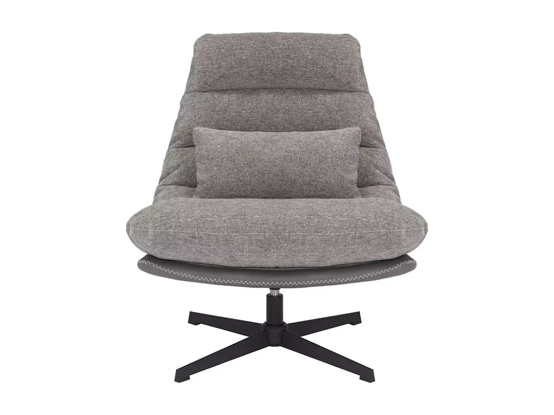 Sillón giratorio 360° SODALITE de ecopiel y tela gris