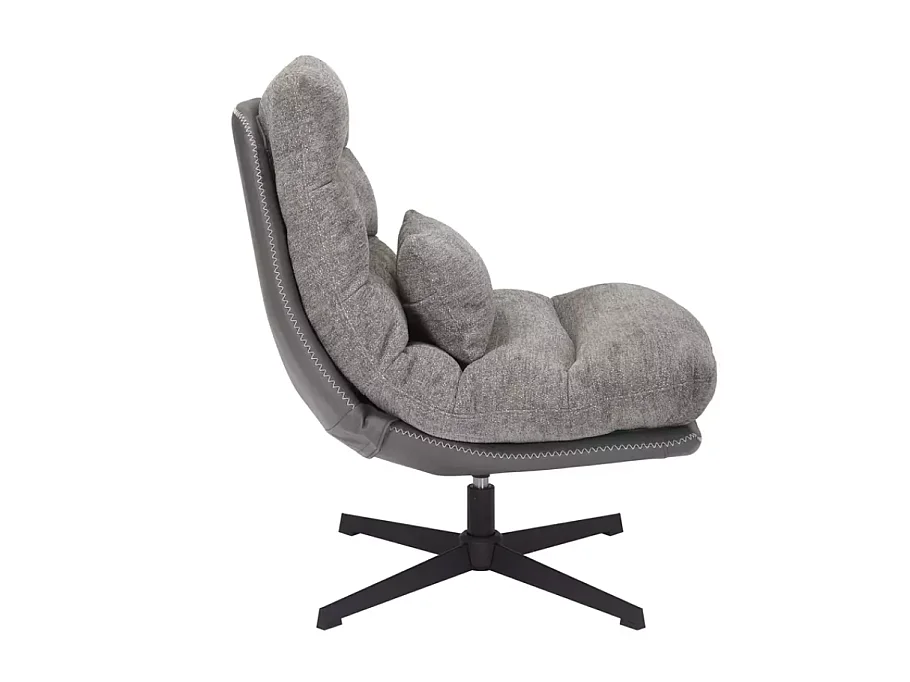 Poltrona girevole a 360° SODALITE in ecopelle e tessuto grigio
