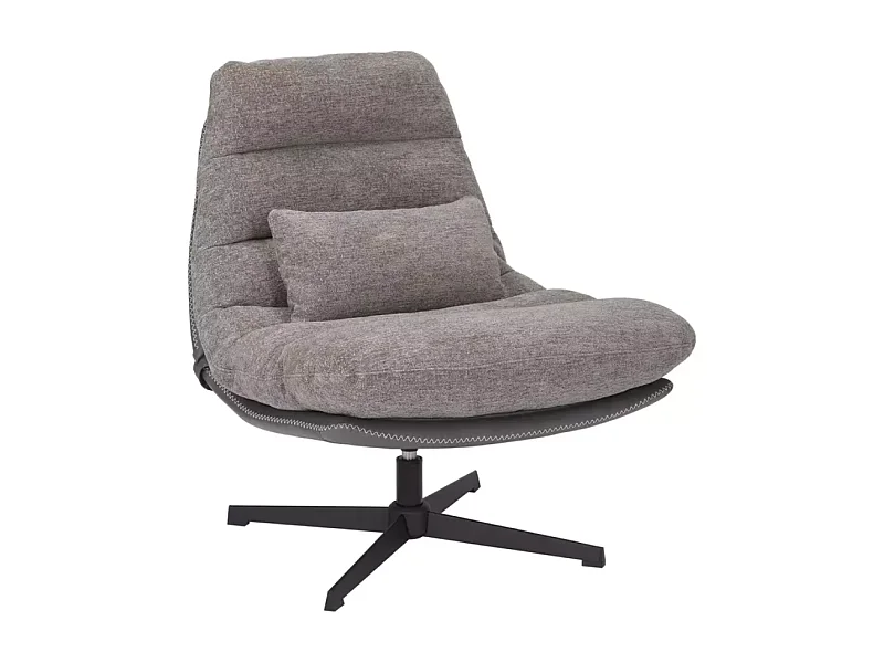Fauteuil pivotant à 360° en éco-cuir et tissu gris SODALITE