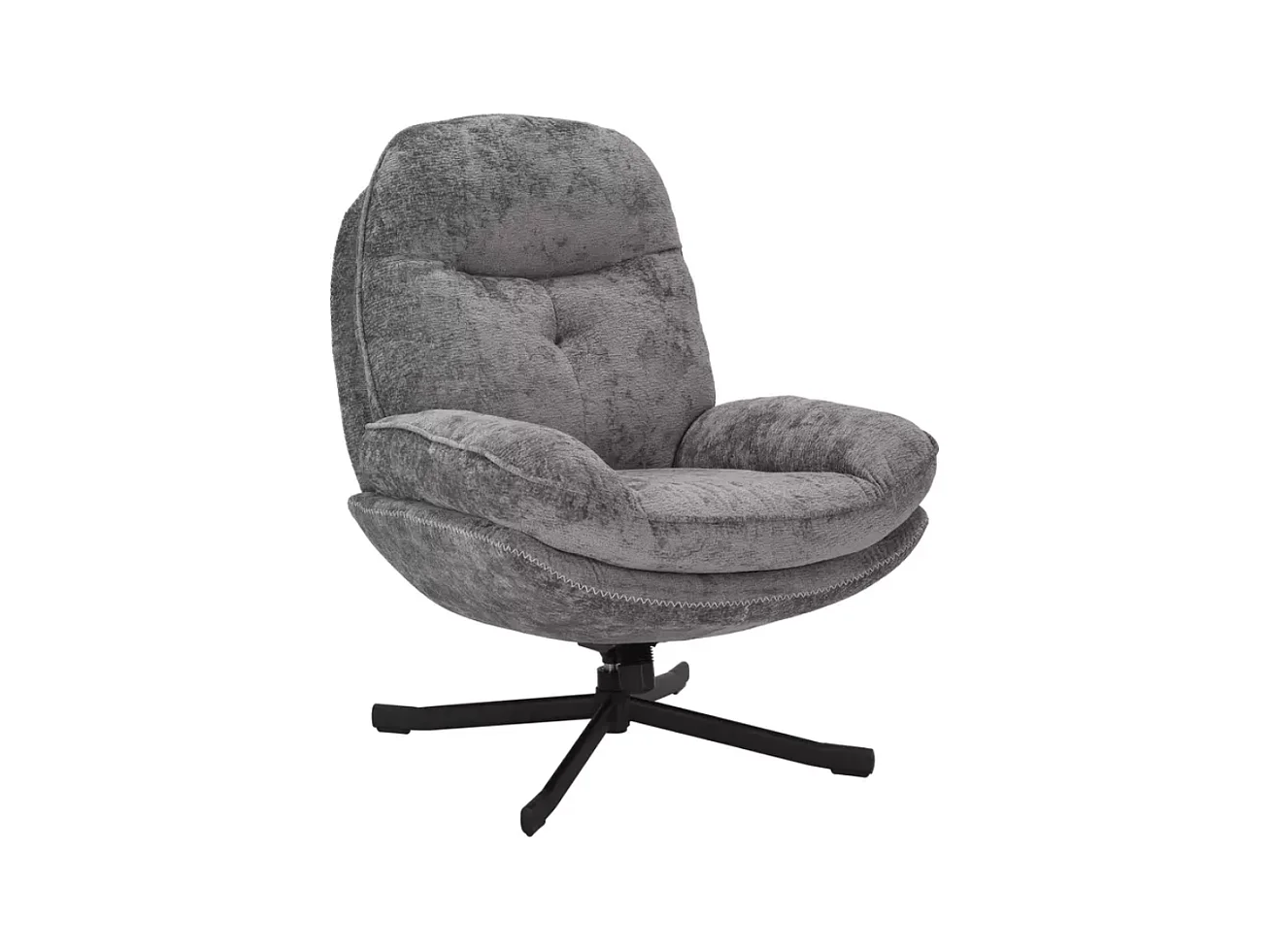 Fauteuil pivotant à 360° moelleux en tissu gris sans accoudoirs couleur gris ZALKA